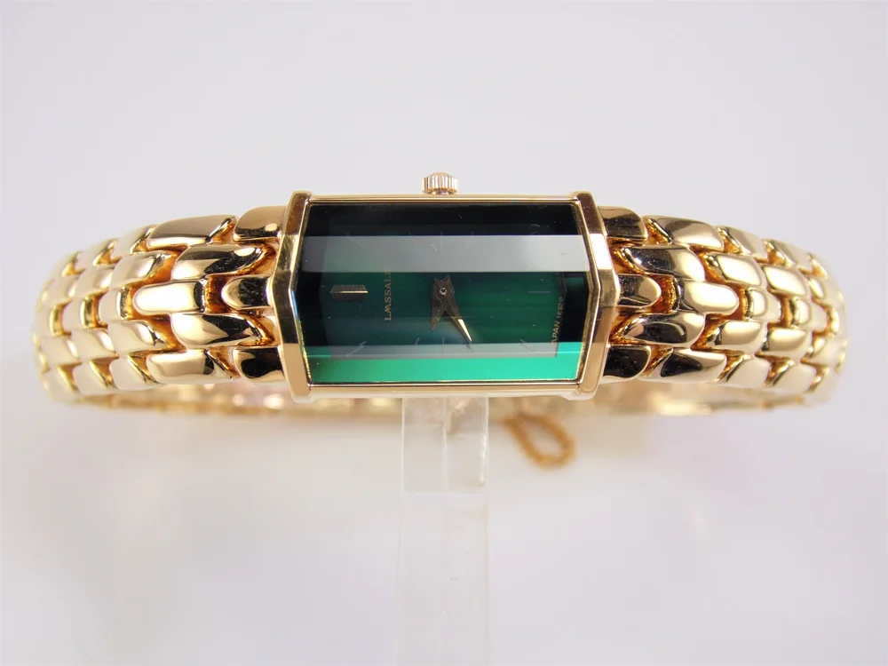 SEIKO クォーツ LASSALE ヴィンテージ レディース 緑 ブレスレット